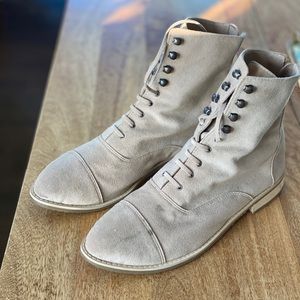 Tan Vegan Suede Lace-up Boots